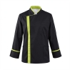 Veste Noire pour cuisinier finition Lime — photo packshot produit sur fond blanc