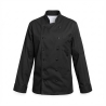 Veste chef noire pour la cuisine manches longues — photo packshot produit sur fond blanc
