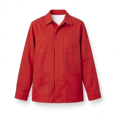 Veste de travail rouge homme — photo packshot produit sur fond blanc