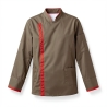 Veste cuisine Marron et rouge — photo packshot produit sur fond blanc