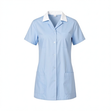 Tunique de travail femme Manches courte col tailleur — photo packshot produit sur fond blanc