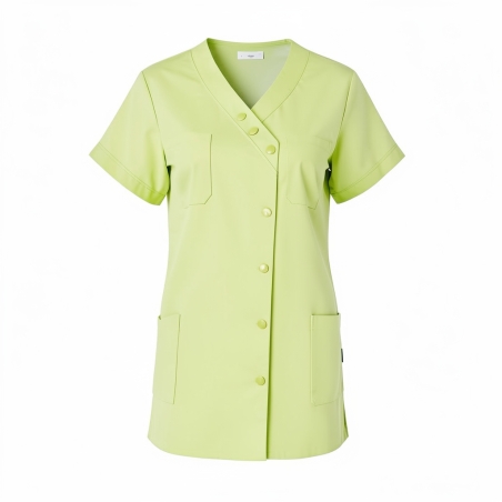 Tunique de travaille femme croisée Vert Lime — photo packshot produit sur fond blanc