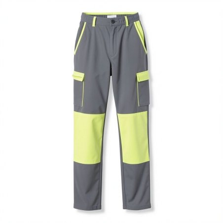 Pantalon de travail Gris et vert pas cher — photo packshot produit sur fond blanc