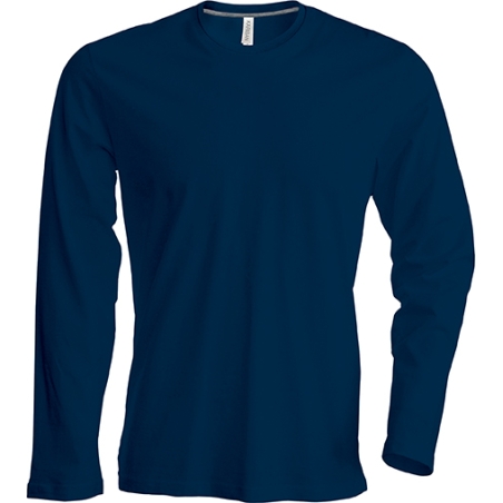 Tee shirt Homme Col V Manches longues Marine