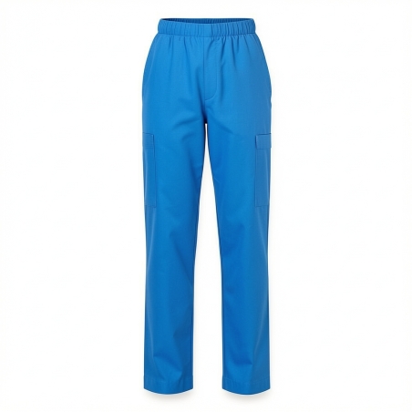 Pantalon médical tissu été Bleu — photo packshot produit sur fond blanc