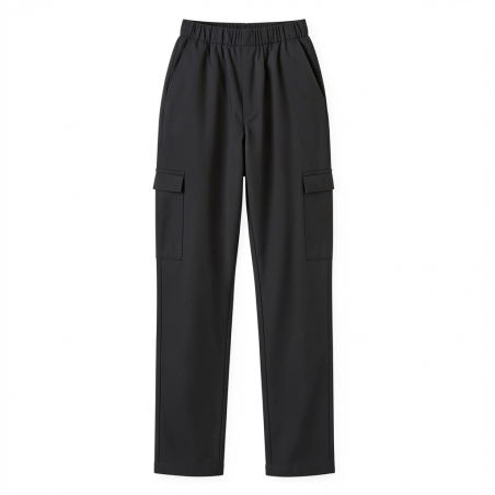 Pantalon médical vétérinaire avec poches popeline 5/35 Noir — photo packshot produit sur fond blanc
