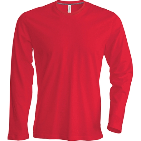 Tee shirt Homme Col V Manches longues Rouge