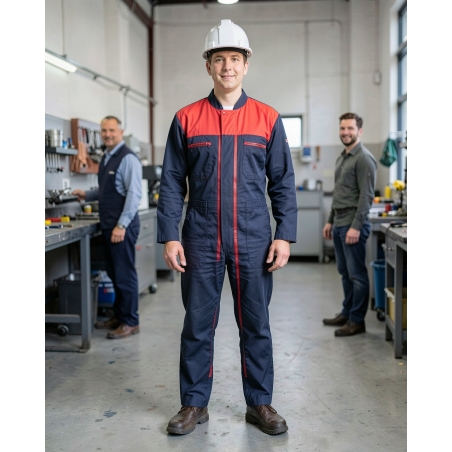 Combinaison bleu de travail double fermetue — mise en situation : Industrie, Portrait individuel
