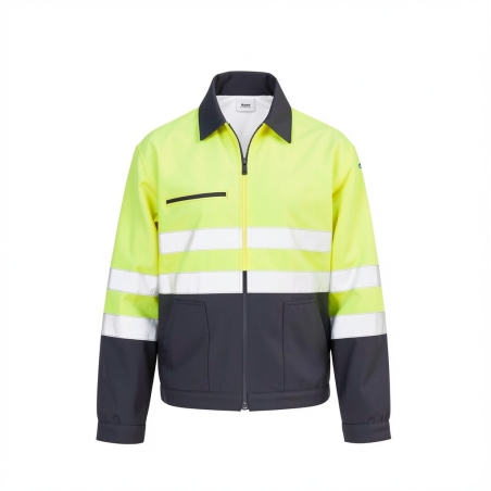 PBV Blouson de travail Veste Haute Visibilite EN20471 GRIS/JAUNE — photo packshot produit sur fond blanc