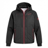 Veste de travail bicolore noir et rouge — photo packshot produit sur fond blanc