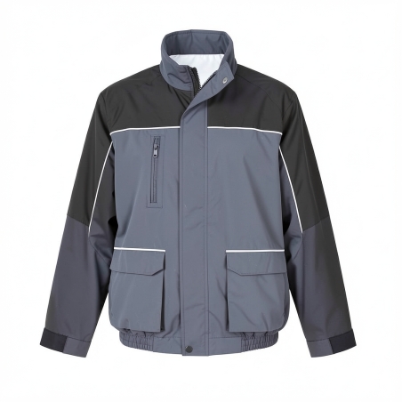 Parka homme doublée polaire gris et noir — photo packshot produit sur fond blanc