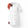 Tunique de travail Femme  imprimé placé COCINELLE — photo packshot produit sur fond blanc