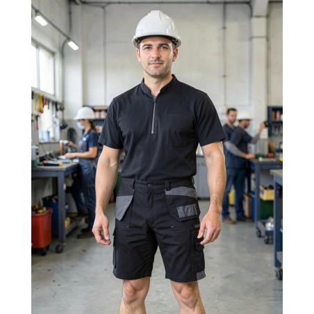 Short de travail homme noir et gris — mise en situation : Industrie, Portrait individuel