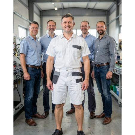 Short de travail homme gris — mise en situation : Industrie, Équipe