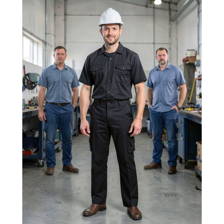 Pantalon de travail homme noir Miami renforcé — mise en situation : Industrie, Portrait individuel