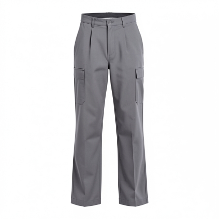 Pantalon de travail Gris Poly coton Pantalon de cuisine — photo packshot produit sur fond blanc