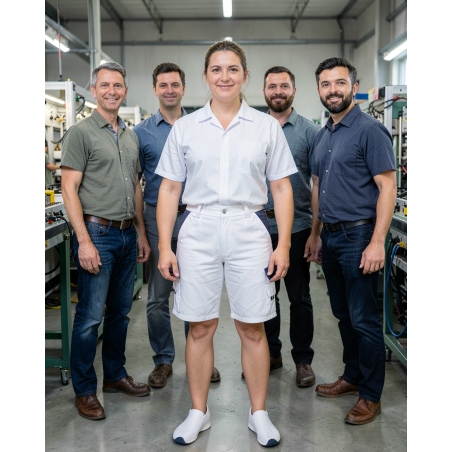 Short de Travail Blanc Dassy — mise en situation : Industrie, Équipe