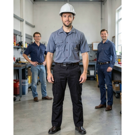Pantalon de travail homme Texas noir — mise en situation : Industrie, Portrait individuel