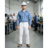 Pantalon de travail pas cher Blanc coton avec poche metre — mise en situation : Industrie, Portrait individuel