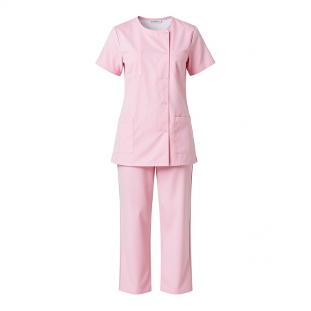 Ensemble médical tunique et pantalon femme – Rose — photo packshot produit sur fond blanc