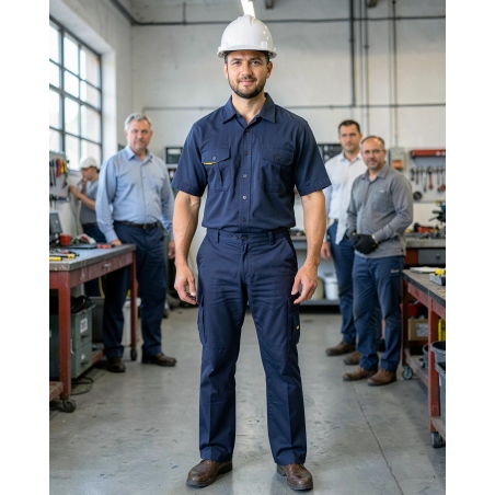 Pantalon de travail homme Miami bleu marine en coton — mise en situation : Industrie, Portrait individuel