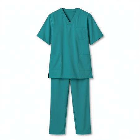 Ensemble medicale Tunique et pantalon Vétérinaire osthéo Kiné Mixte — photo packshot produit sur fond blanc