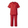 Ensemble de travail medical Blouse medical et pantalon taille elastique Rouge — photo packshot produit sur fond blanc