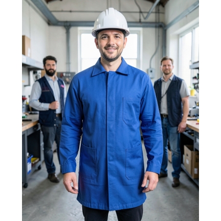 Veste de travail bleue classique manches longue — mise en situation : Industrie, Portrait individuel