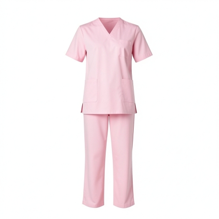 Ensemble tunique pantalon rose – Tenue infirmière — photo packshot produit sur fond blanc