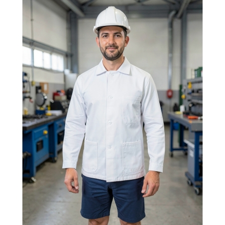 Veste de travail professionnelle Peintre Blanche — mise en situation : Industrie, Portrait individuel