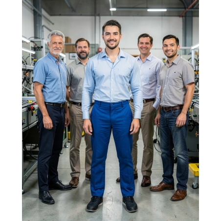 Pantalon de travail Bleu avec poche genouillere Coton 300 gr sanfor — mise en situation : Industrie, Équipe