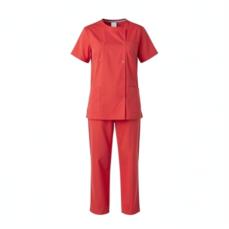 Tenue de travail medical rouge Tunqiiue medical rouge pantalon medical rouge femme — photo packshot produit sur fond blanc