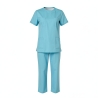 Ensemble de travail medical femme blouse medical et pantalon medical turquoise — photo packshot produit sur fond blanc