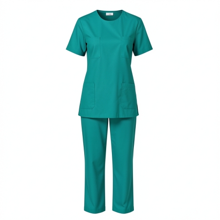 Ensemble de travail medicale Vert top Pantalon et tunique femme Taille Xs à 5XL — photo packshot produit sur fond blanc