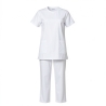 Ensemble médical blanc tunique et pantalon — photo packshot produit sur fond blanc