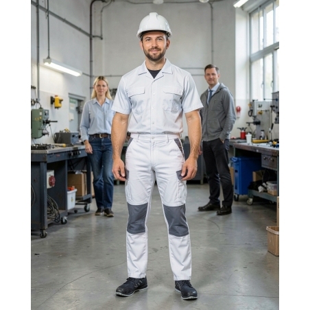 Pantalon de travaiil Multi poche Blanc Peintre Plaquiste — mise en situation : Industrie, Portrait individuel
