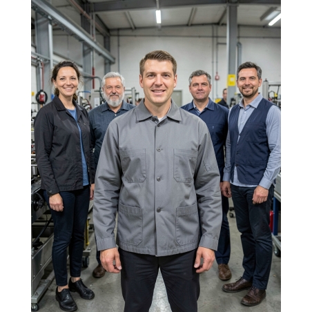Veste de travail grise premier prix — mise en situation : Industrie, Équipe