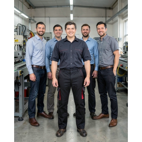 Pantalon de travail D-Mach noir et rouge — mise en situation : Industrie, Équipe