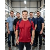 T-shirt bicolore rouge et gris de travail — mise en situation : Industrie, Équipe