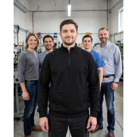 Sweat de travail bicolore gris et noir — mise en situation : Industrie, Équipe