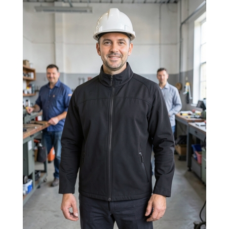 Blouson softshell Typhon noir – Veste de travail — mise en situation : Industrie, Portrait individuel