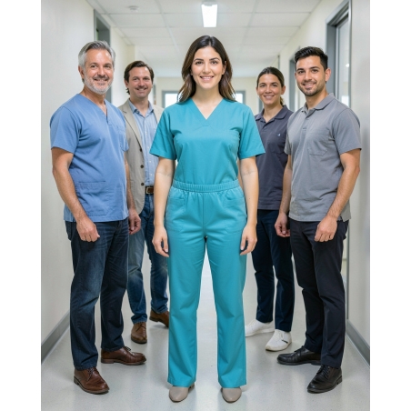 Pantalon infirmiere turquoise — mise en situation : Médical / infirmier, Équipe