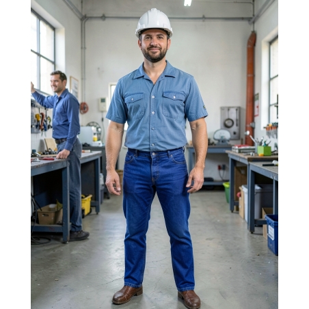 Jean de travail Western 5 poches homme — mise en situation : Industrie, Portrait individuel