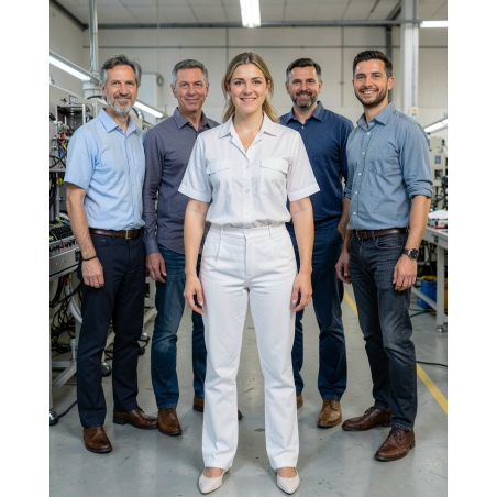 PBV Pantalon de travail Blanc poly coton — mise en situation : Industrie, Équipe
