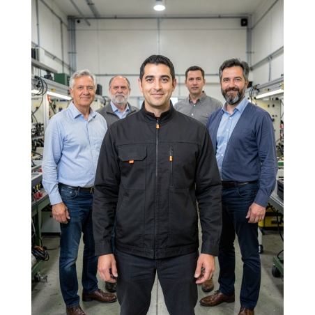 Blouson de travail élastiqué Typhon+ noir — mise en situation : Industrie, Équipe