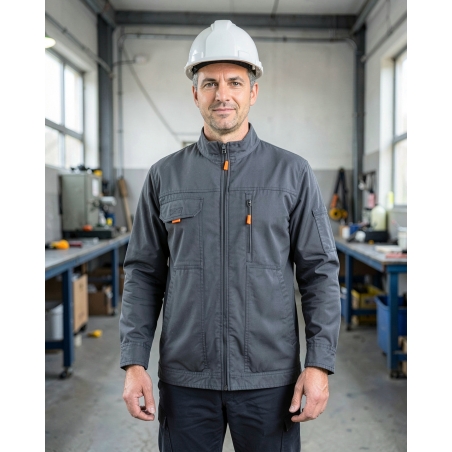 Blouson Typhon+ élastiqué gris foncé – Veste de travail — mise en situation : Industrie, Portrait individuel