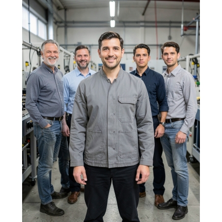 Blouson de travail Typhon 100% coton gris — mise en situation : Industrie, Équipe