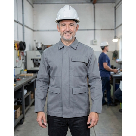 Blouson de travail Multi risque Gris — mise en situation : Industrie, Portrait individuel
