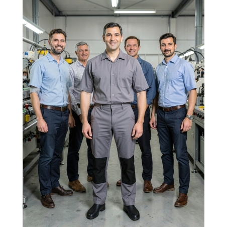 PBV Pantalon de travail TYPHON LIGHT GRIS/NOIR Sans metal — mise en situation : Industrie, Équipe