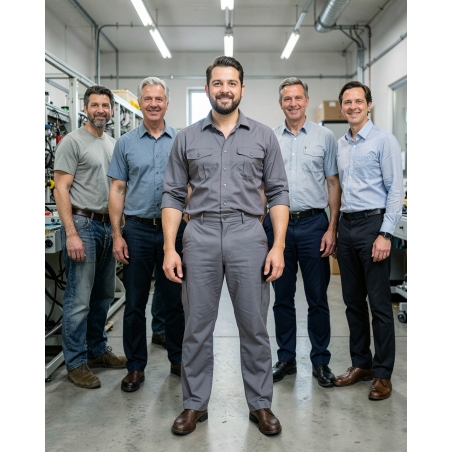 Pantalon de travail Coton Polyester Gris finition noire SANS METAL — mise en situation : Industrie, Équipe